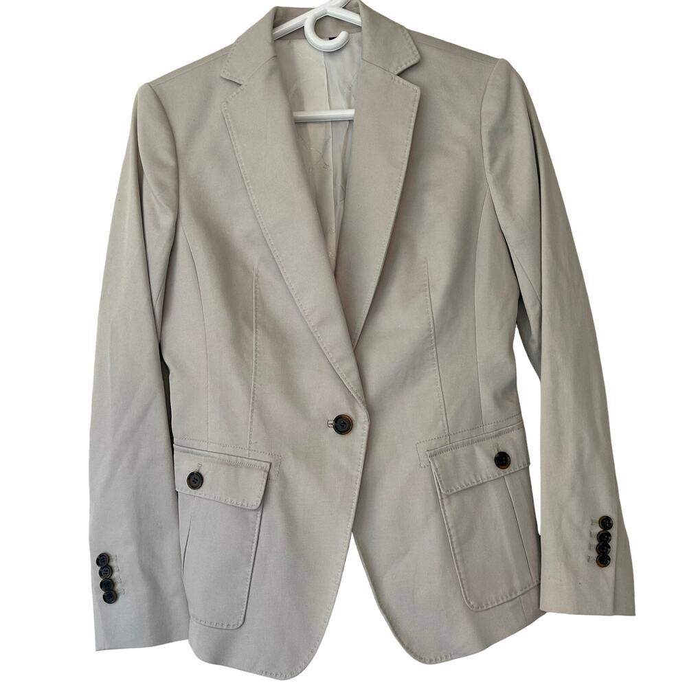 Martin + Osa Cotton Blazer tailored Jacket Tan Khaki Single Button Preppy Size S